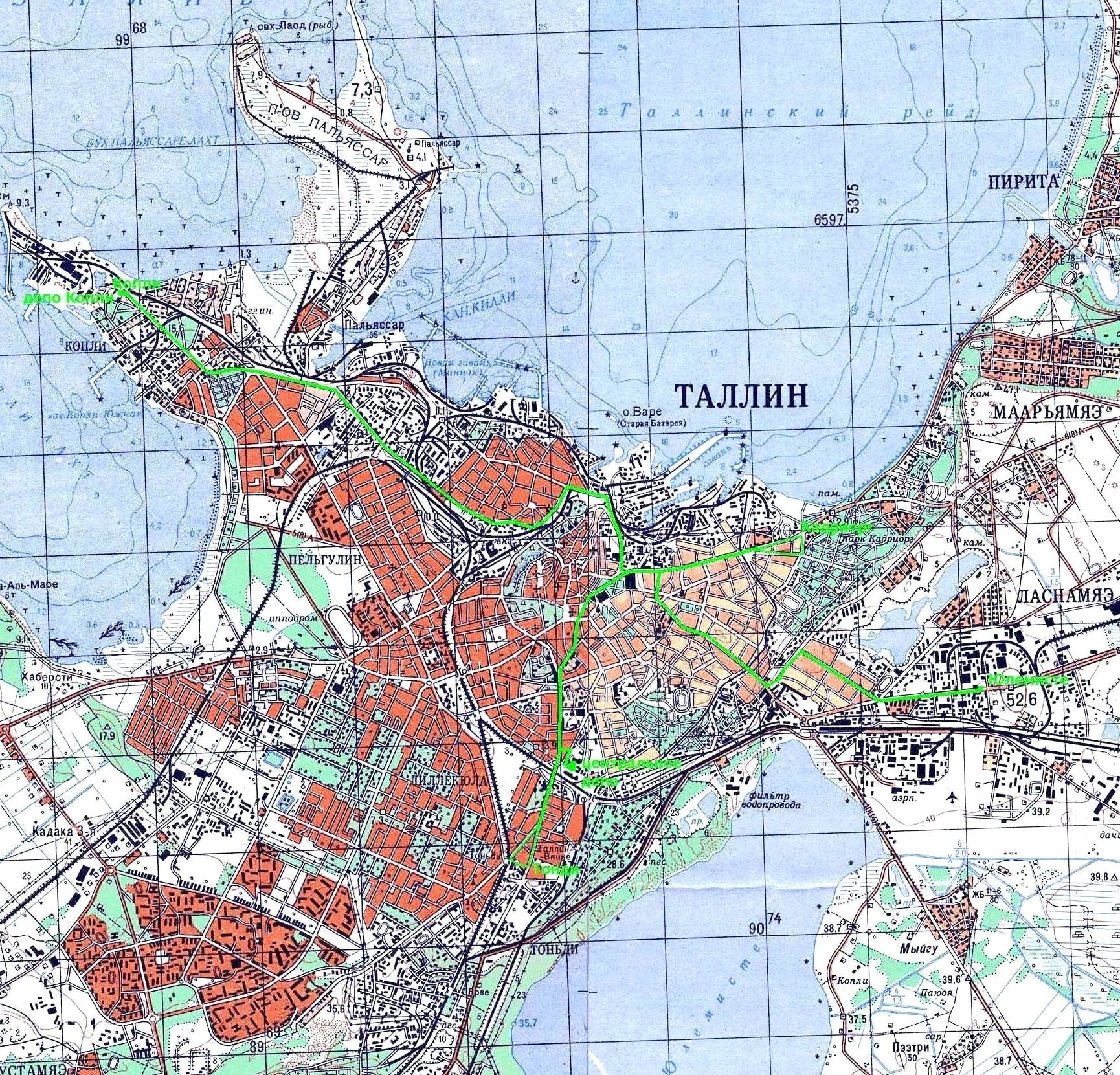 Таллинский трамвай — схемы и   топографические карты