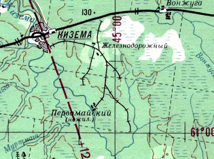 Киземская узкоколейная железная дорога - схемы и топографические карты