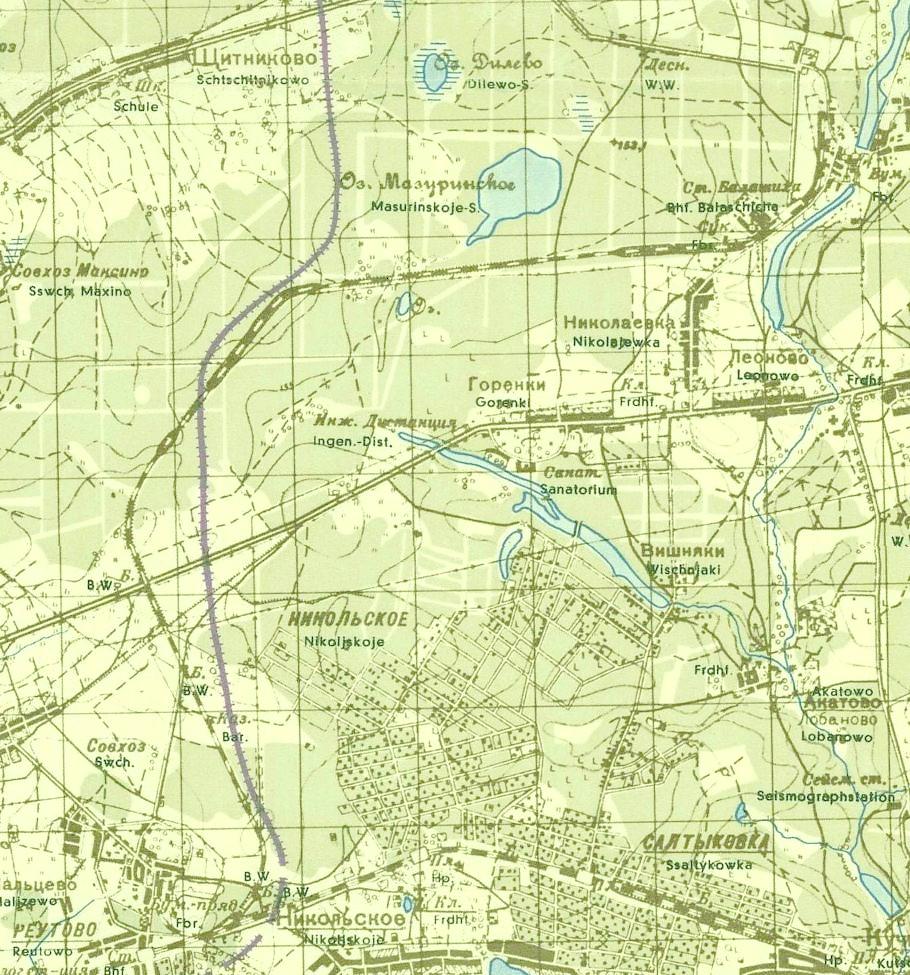 Железнодорожная линия Реутово — Балашиха —  схемы и топографические карты