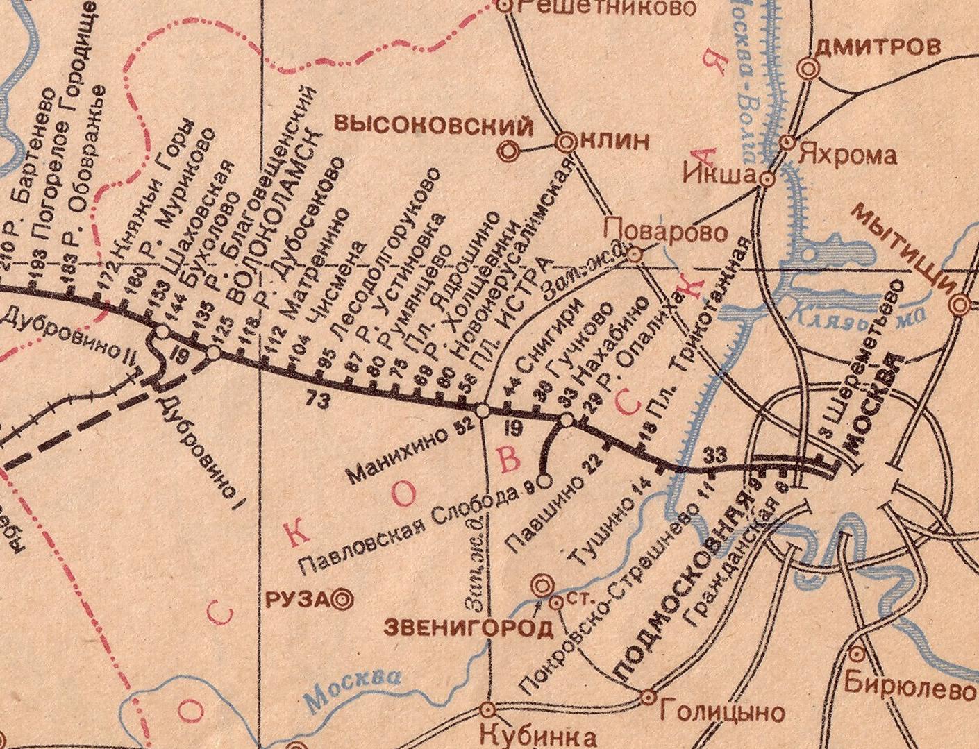 Московско-Виндавская железнодорожная линия на территории Московской области — схемы и топографические карты