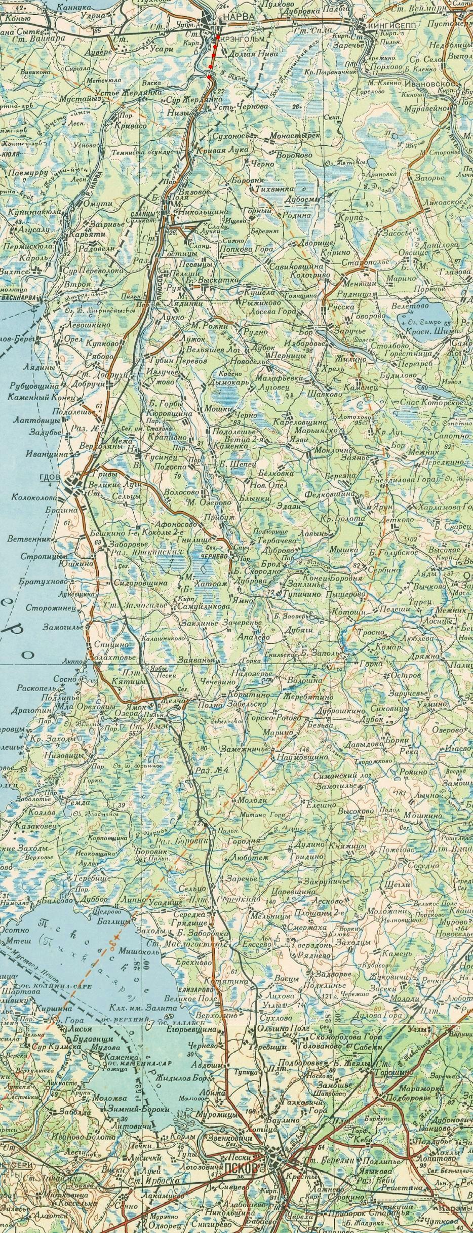Железнодорожная линия Веймарн — Сланцы — Гдов   — схемы и   топографические карты