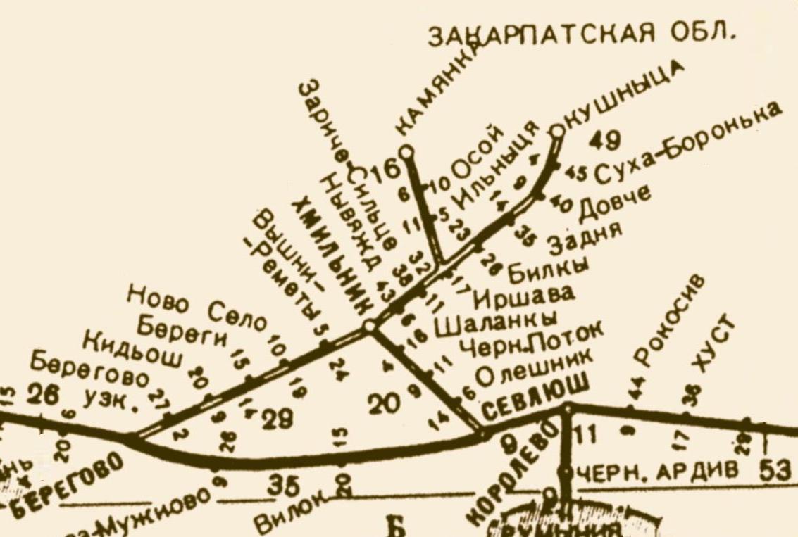 Боржавская  узкоколейная железная дорога  —  схемы и топографические карты
