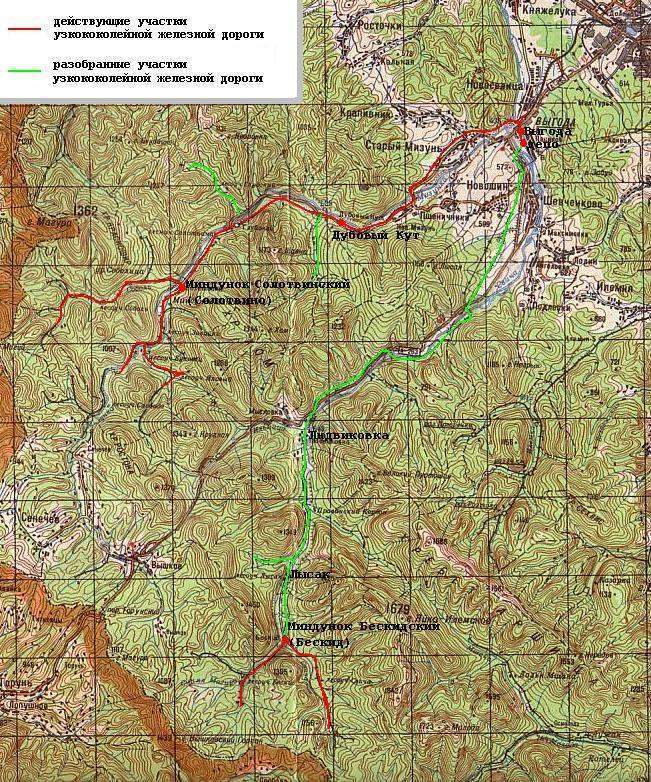 Узкоколейная железная дорога Выгодского лесокомбината  —  схемы и топографические карты