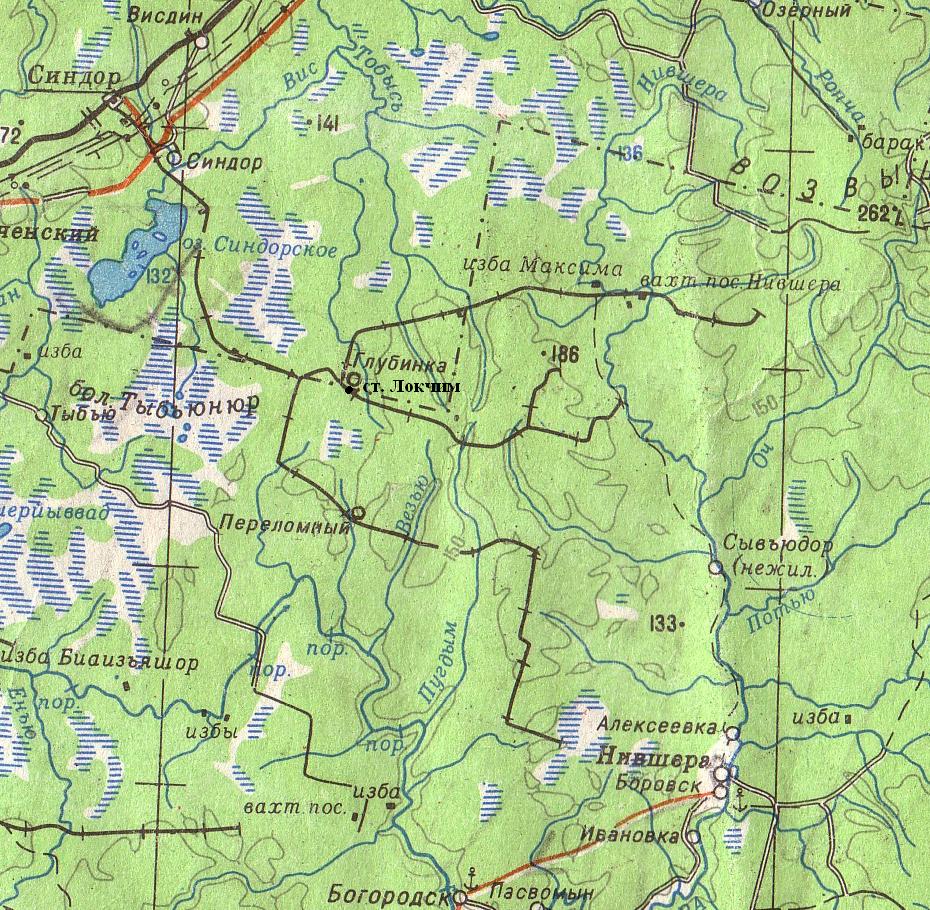 Синдорская узкоколейная железная дорога - схемы и топографические карты