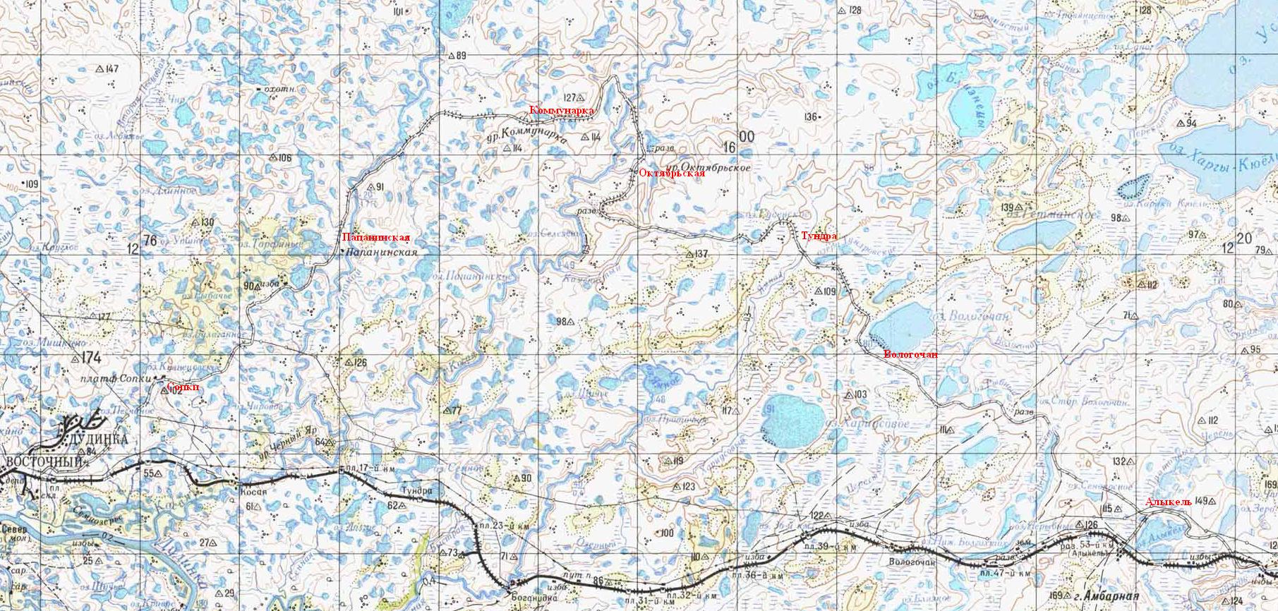 Норильская узкоколейная железная дорога —  схемы и топографические карты