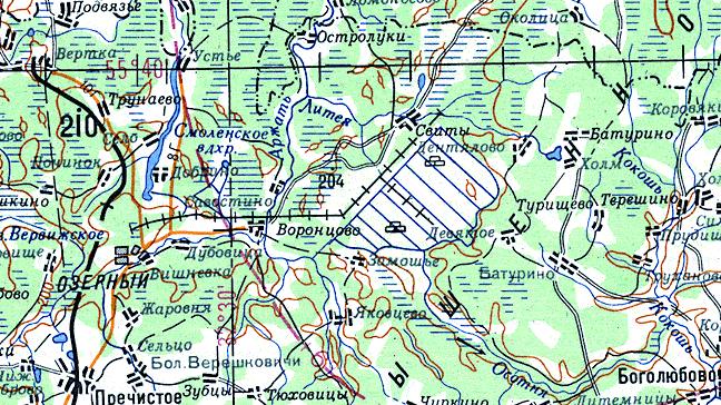Узкоколейная железная дорога  Руднянского торфопредприятия - схемы и топографические карты