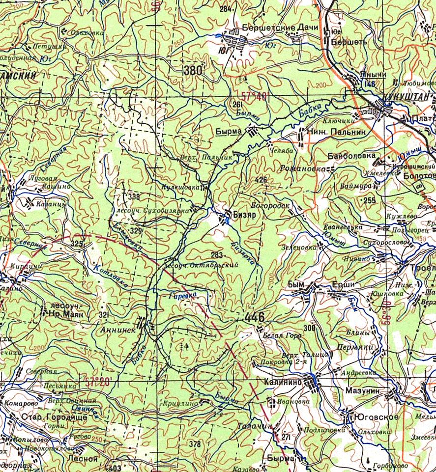 Бизярская узкоколейная железная дорога - схемы и топографические карты