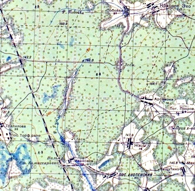 Узкоколейная железная дорога Анопино — Красное Эхо  —   топографические карты