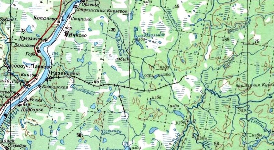 Пионерская узкоколейная железная дорога - схемы и топографические карты