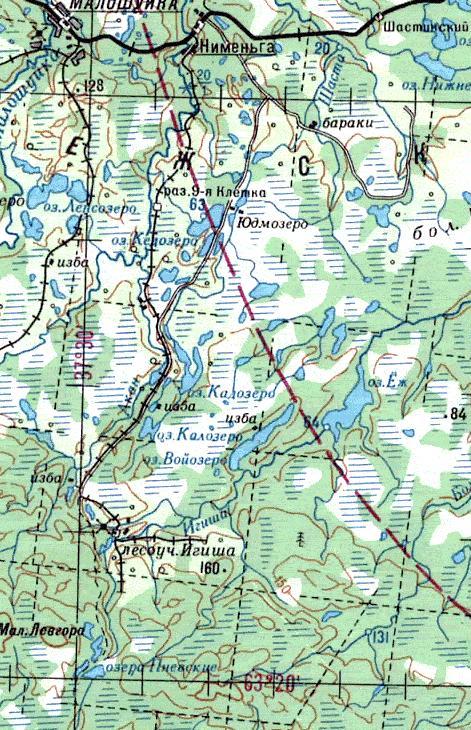 Нименьгская узкоколейная железная дорога - топографические карты
