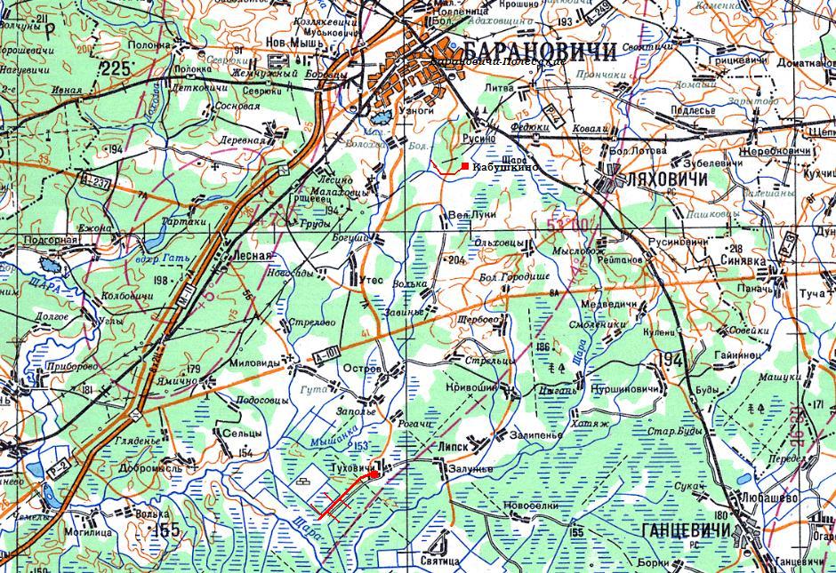 Узкоколейная железная дорога Ляховичского торфопредприятия
   —   схемы и топографические карты