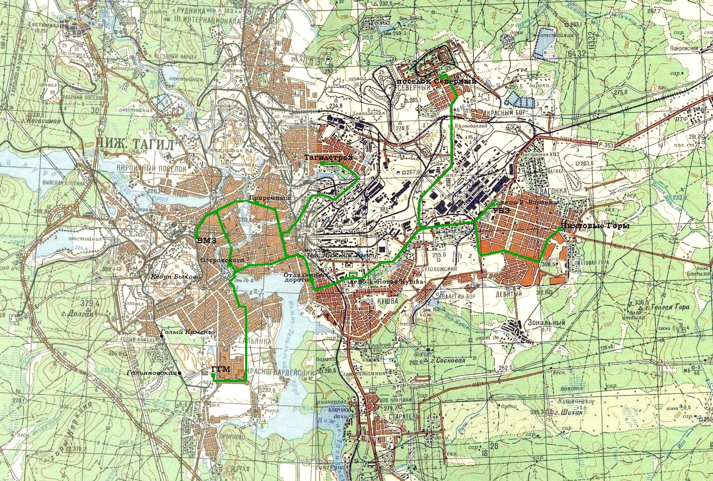 Нижнетагильский трамвай —  схемы и топографические карты