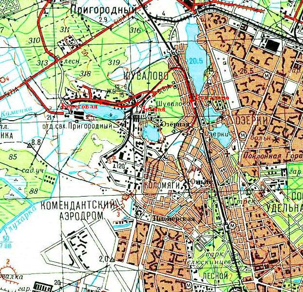 Малая Октябрьская  детская железная дорога — схемы и топографические карты