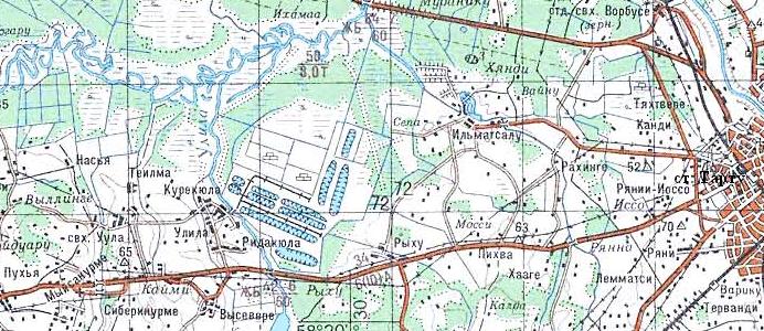 Узкоколейная железная дорога торфопредприятия Улила  —  схемы и топографические карты
