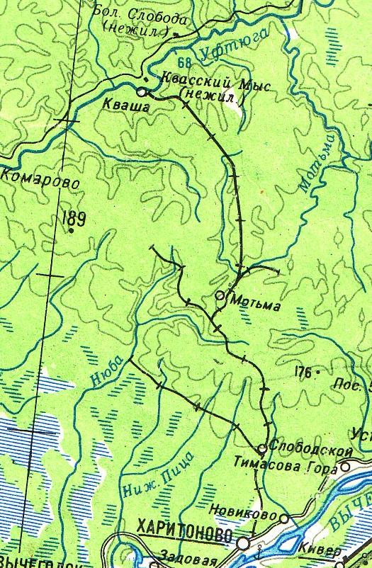 Нюбская узкоколейная железная дорога - топографические карты