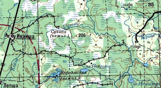 Ивакшанская узкоколейная железная дорога - топографические карты