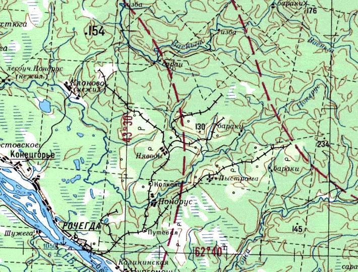 Конецгорская узкоколейная железная дорога - схемы и топографические карты