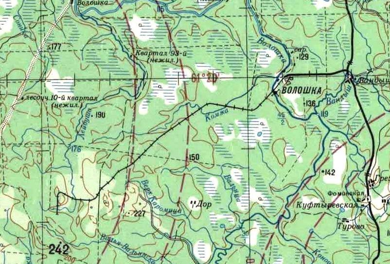 Дорская узкоколейная железная дорога - топографические карты