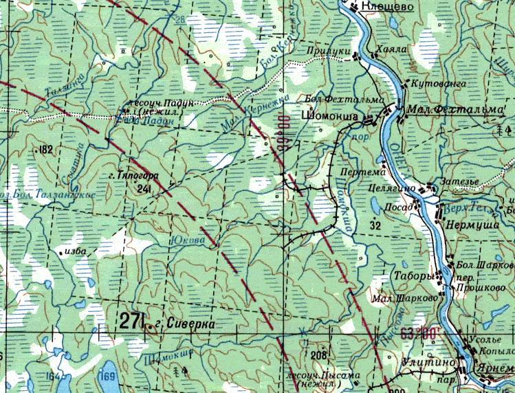 Сывтугская узкоколейная железная дорога - топографические карты