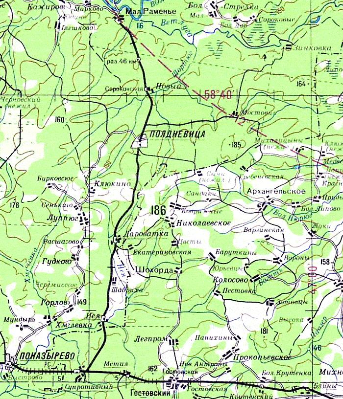 Шортюгская  железная дорога - схемы и топографические карты