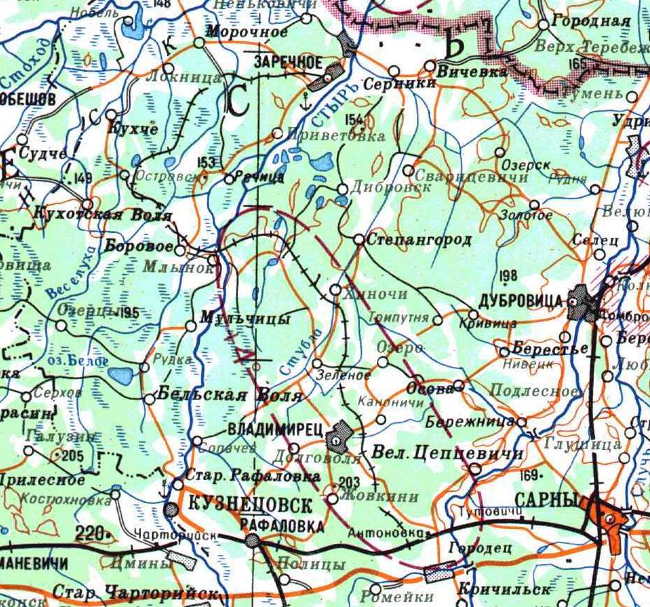 Узкоколейная железная дорога Антоновка  — Заречное —    топографические карты