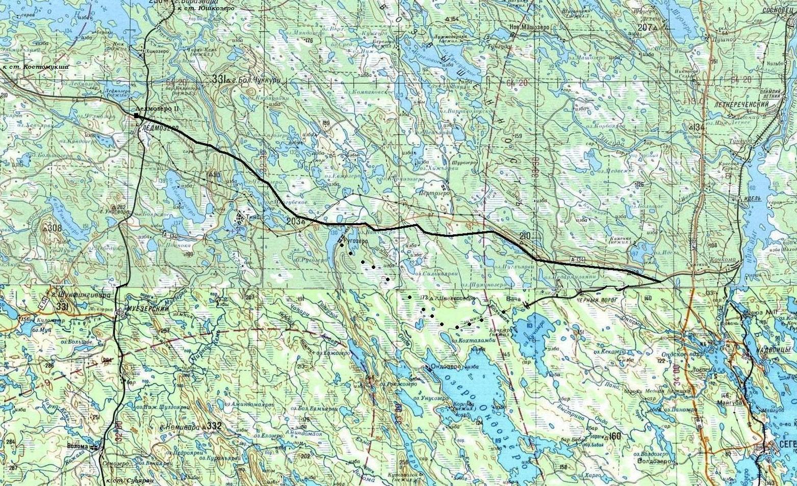 Железнодорожная линия Кочкома —  Ледмозеро   —   схемы и топографические карты
