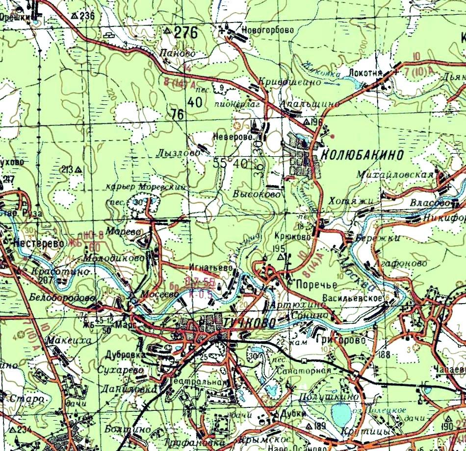 Железнодорожная линия Тучково — Морево —   Орешкинский комбинат  —  схемы и топографические карты