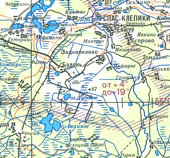 Узкоколейная железная дорога Мещерского торфопредприятия —   топографические карты