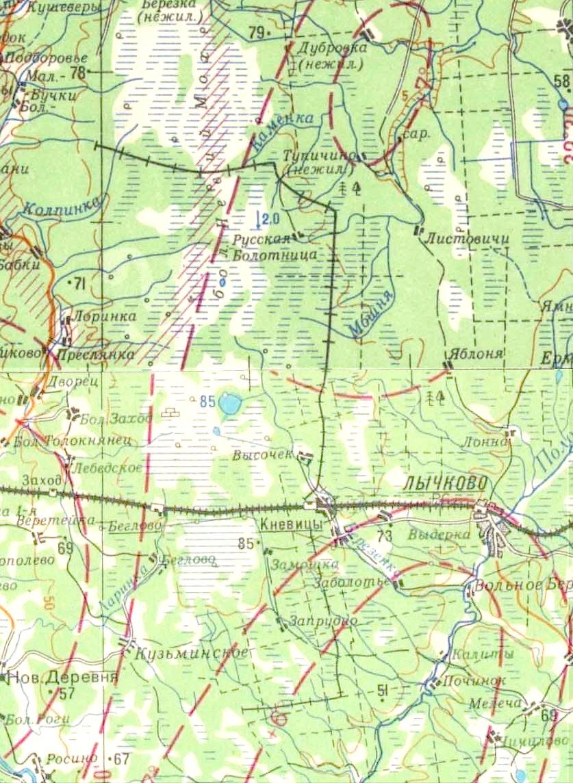 Кневицкая узкоколейная железная дорога  -   схемы и топографические карты