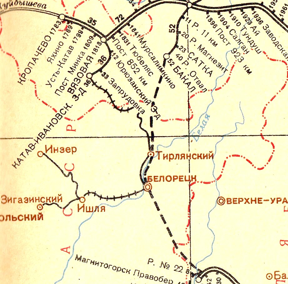 Белорецкая узкоколейная железная дорога —  схемы и топографические карты