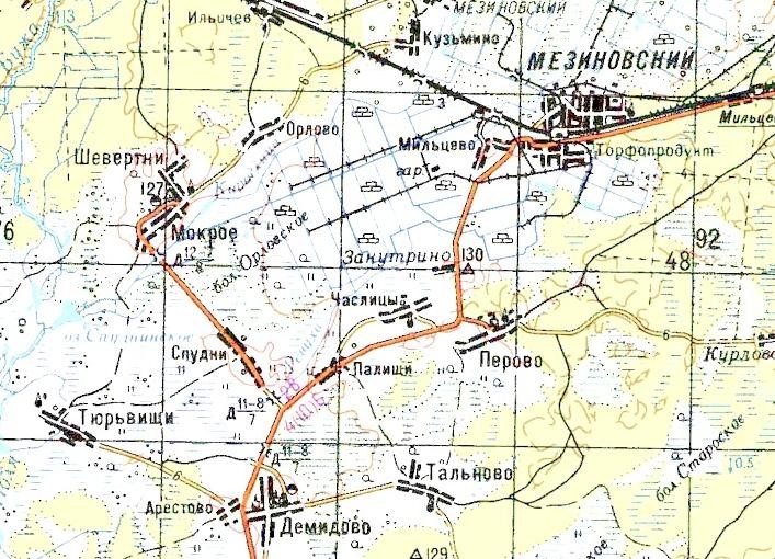 Узкоколейная железная дорога Орловского торфопредприятия —  схемы и топографические карты