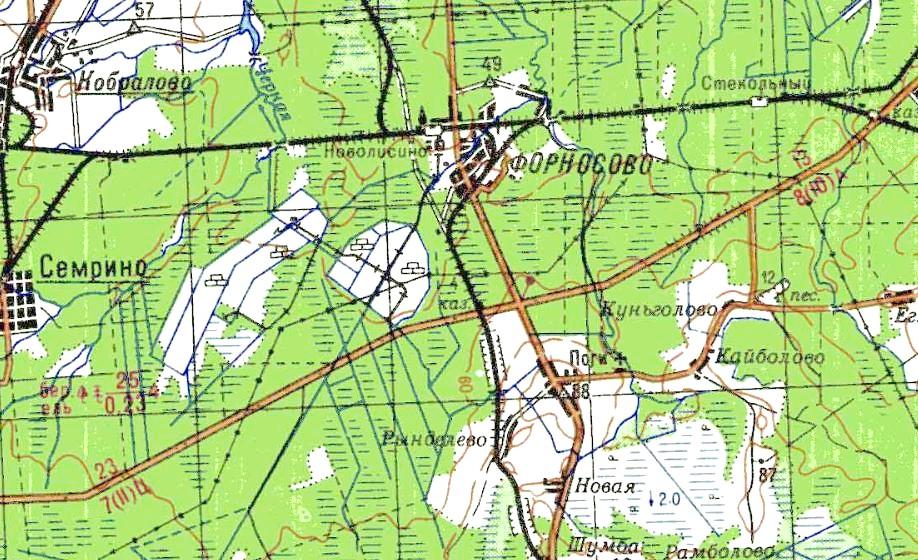 Узкоколейная железная дорога Форносовского торфопредприятия  — схемы и топографические карты
