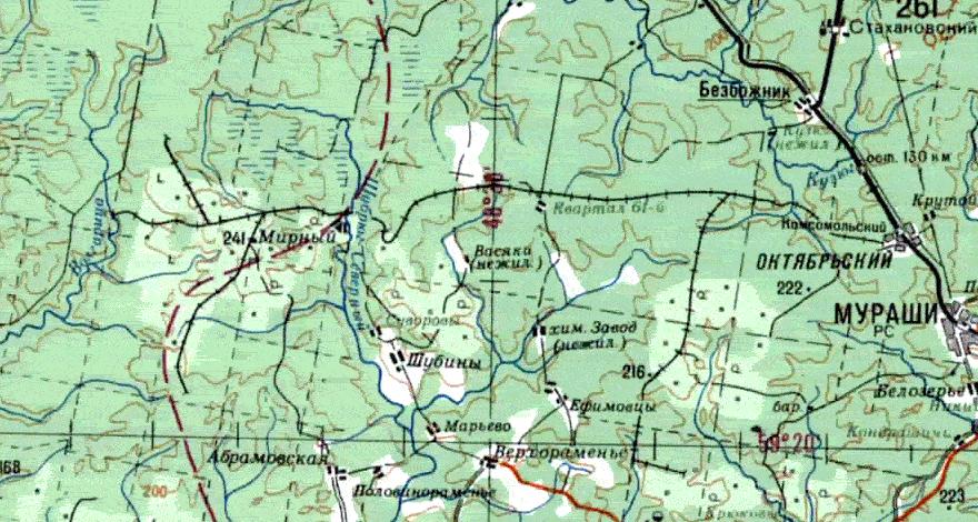 Октябрьская узкоколейная железная дорога -   схемы и топографические карты