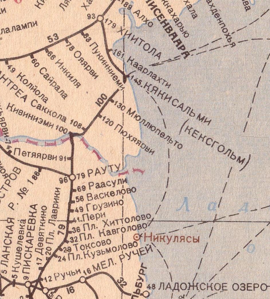 Железнодорожная линия Пискарёвка — Хиитола  — схемы и   топографические карты