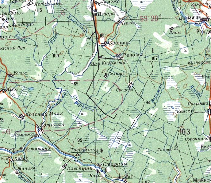 Репольская узкоколейная железная дорога   — схемы и топографические карты