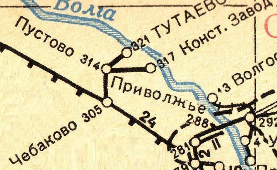 Железнодорожная линия Чёбаково — Тутаево — схемы и топографические карты