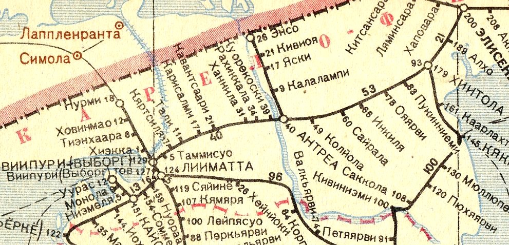 Железнодорожная линия Выборг — Каменногорск — Хиитола   — схемы и   топографические карты