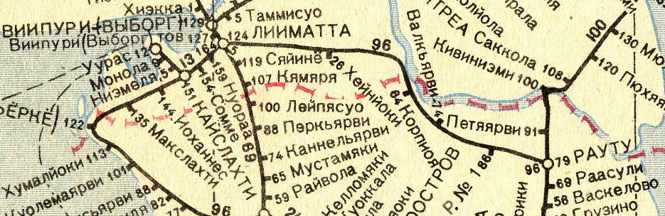 Железнодорожная линия Выборг — Вещево — Сосново   — схемы и   топографические карты