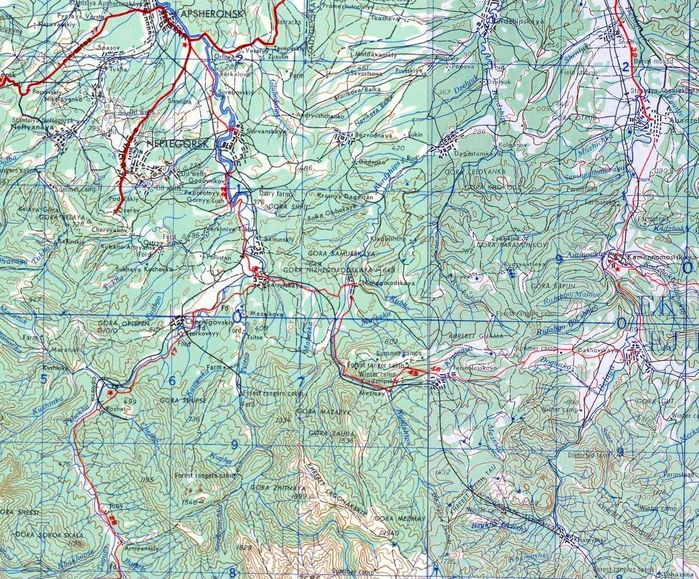 Апшеронская узкоколейная железная дорога  —  топографические карты