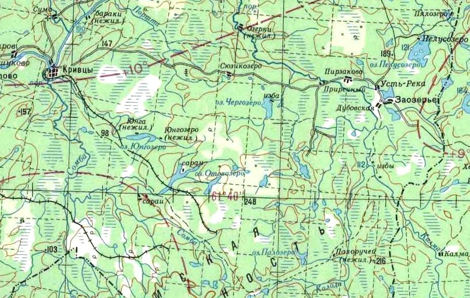 Кривецкая узкоколейная железная дорога - схемы и топографические карты