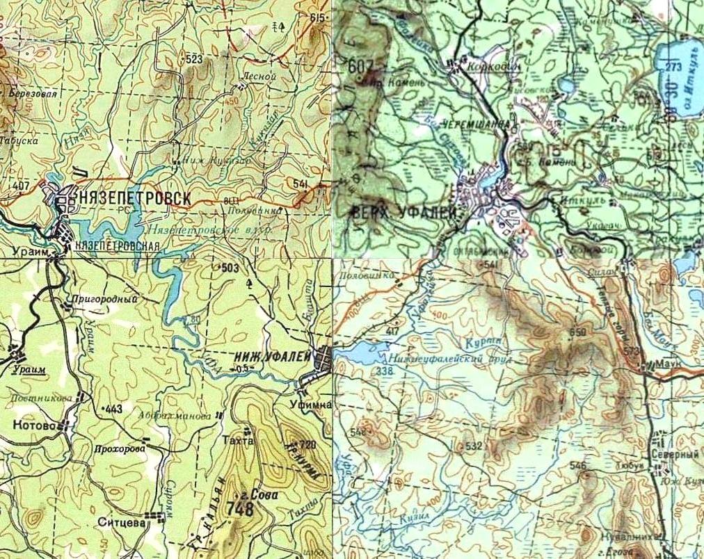 Узкоколейная железная дорога Уфалейского никелевого завода —  схемы и топографические карты