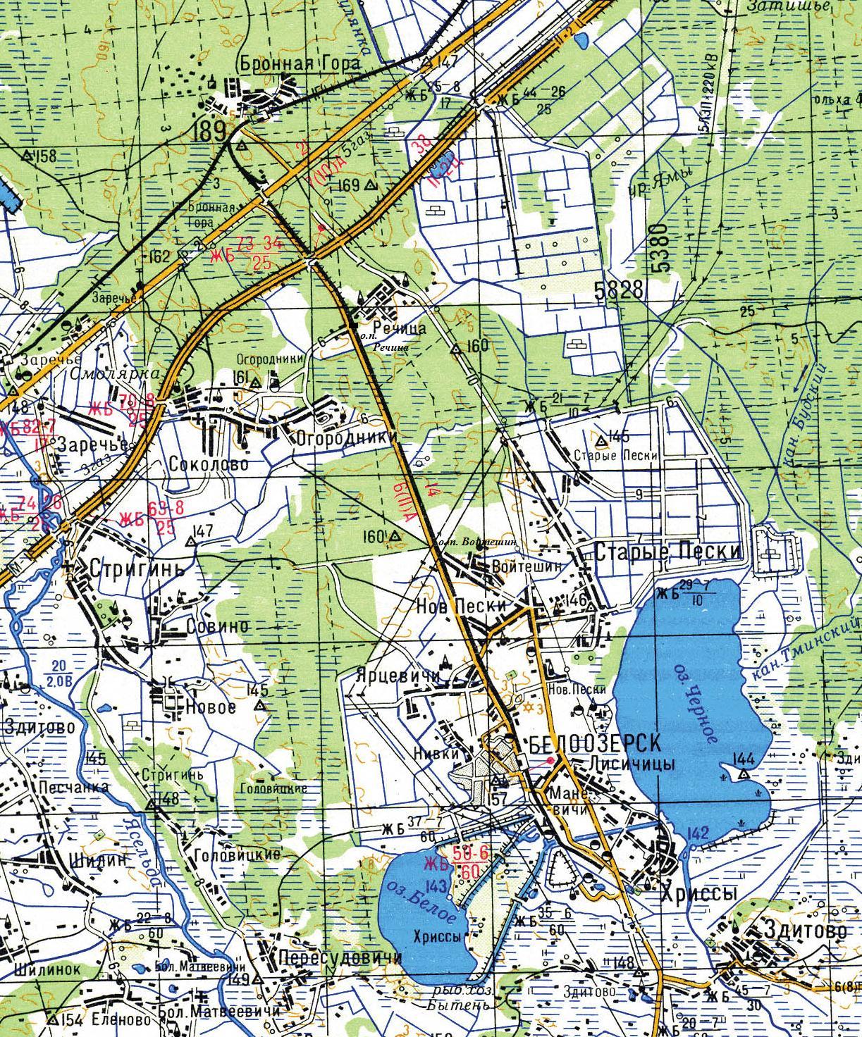 Железнодорожная линия Бронная Гора — Белоозёрск —  схемы и топографические карты