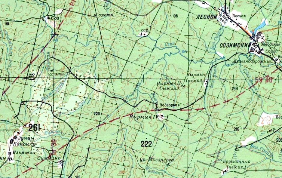 Созимская узкоколейная железная дорога  -  схемы и топографические карты