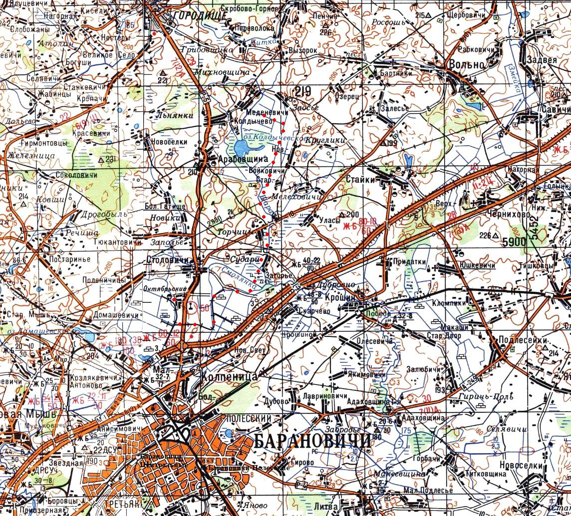 Узкоколейная железная дорога торфопредприятия «Колпеница» —  схемы и топографические карты