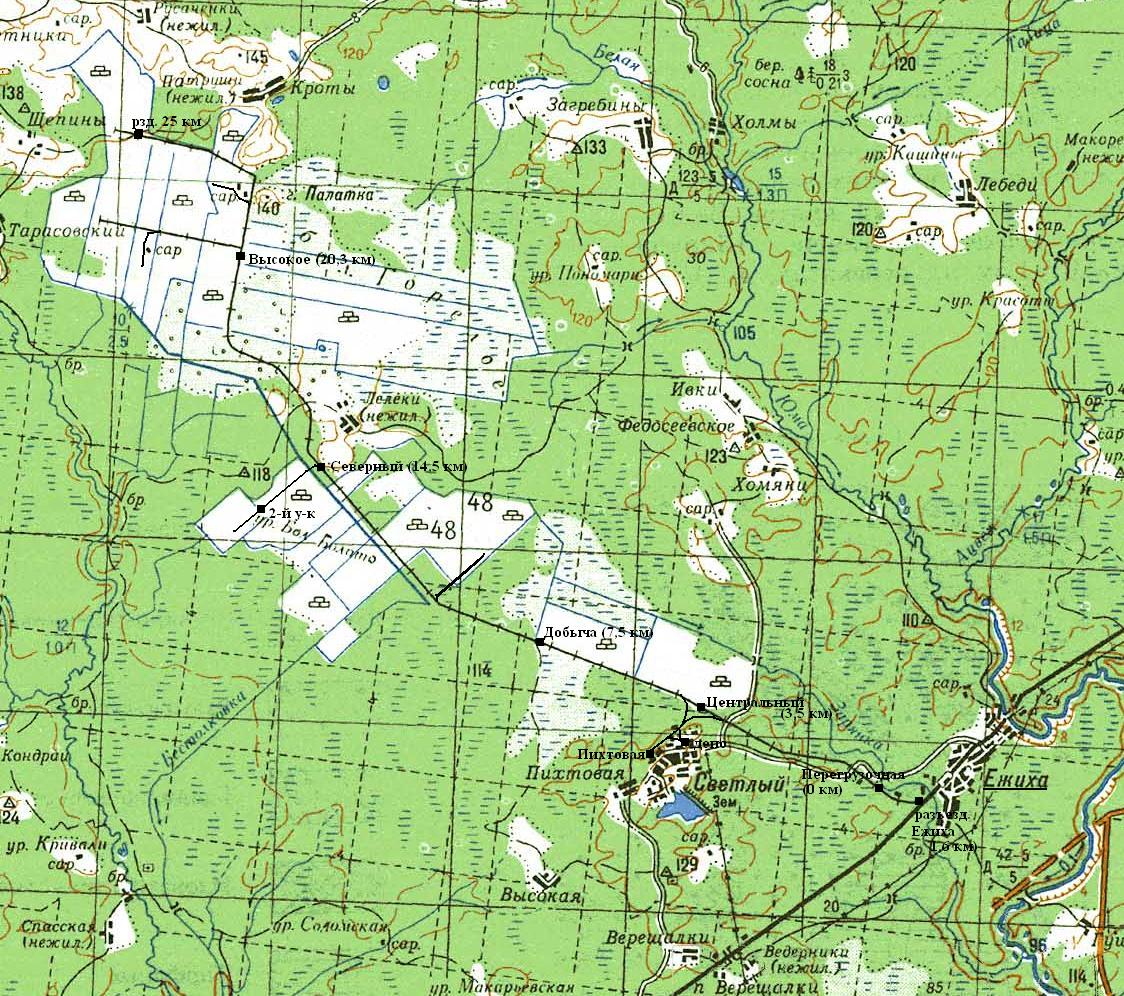 Карта лузского района кировской области 1960 года