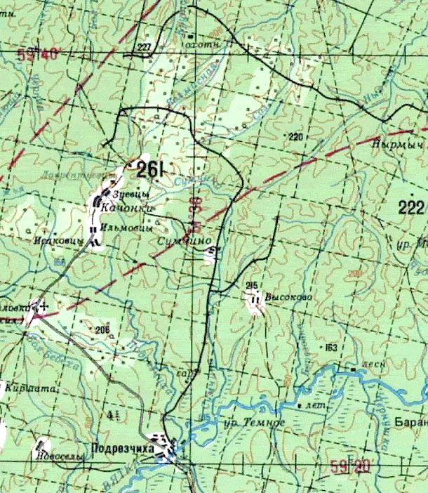 Подрезчихинская узкоколейная железная дорога — схемы и топографические карты