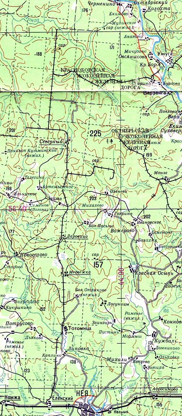 Потрусовская узкоколейная железная дорога -  схемы и топографические карты
