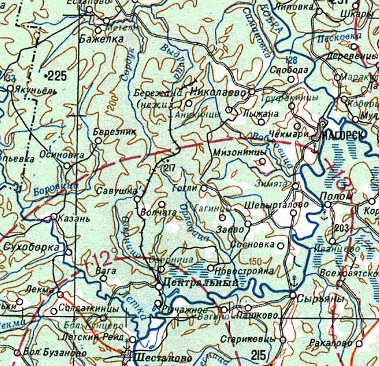 Шестаковская узкоколейная железная дорога — схемы и топографические карты