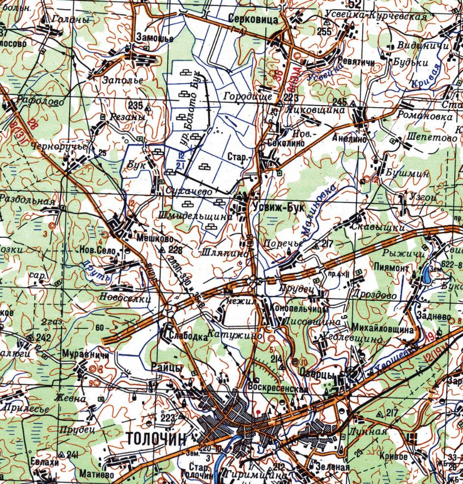 Узкоколейная железная дорога торфопредприятия «Усвиж-Бук»  — схемы и   топографические карты