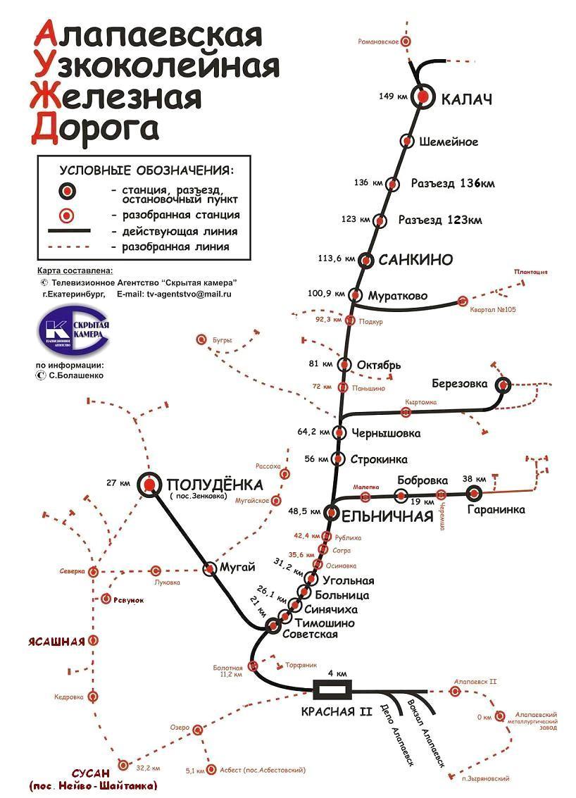 Алапаевская узкоколейная железная дорога - схемы линий разные / Plans des lignes 
